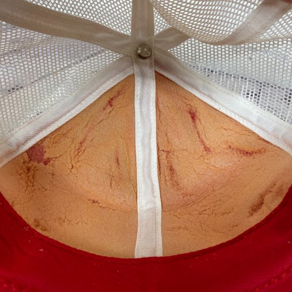 Vintage Farmer Hat Trucker Mesh Cap Red White Alberta Hail & Crop Item #3 - Picture 8 of 8